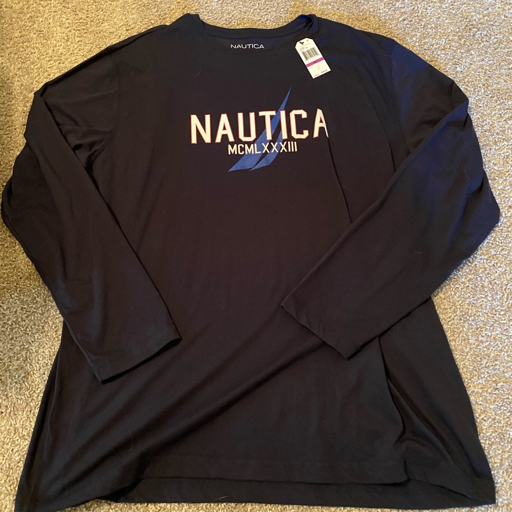 Men’s navy blue long sleeve Nautica shirt
